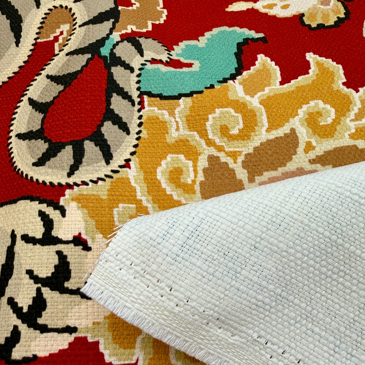 Red Tiger Print Fabric by the Yard