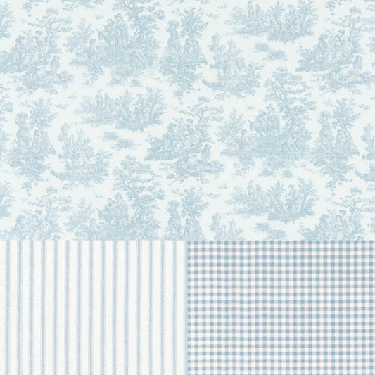 a blue and white wallpaper with different patterns
