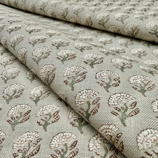 Muted Sage Floral Block Print Fabric