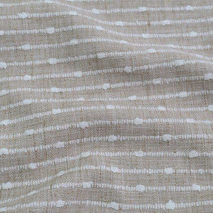 Sand Striped Chunky Slub Upholstery Fabric- Textured Natural Stripe Linen Blend