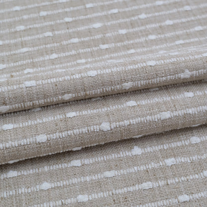Sand Striped Chunky Slub Upholstery Fabric- Textured Natural Stripe Linen Blend