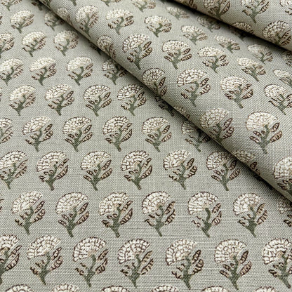 Muted Sage Floral Block Print Fabric
