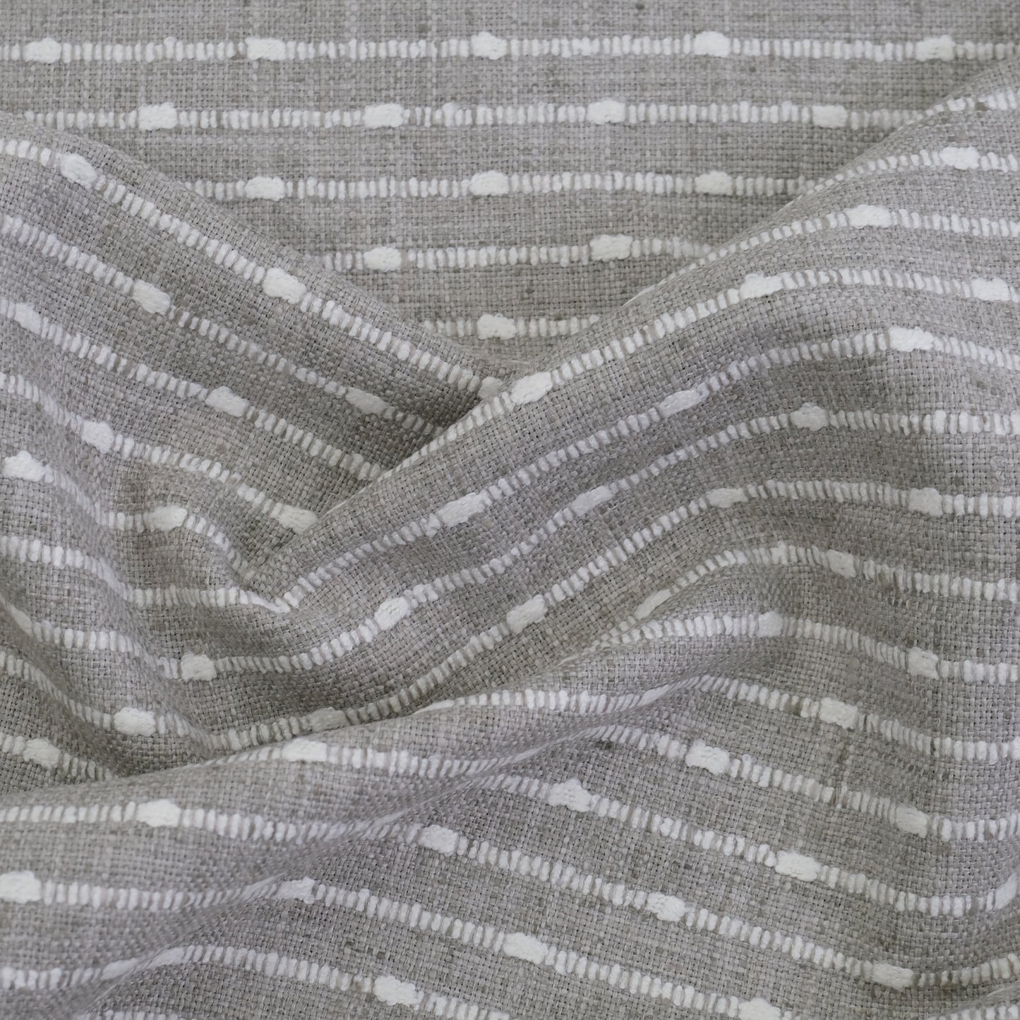 Agnes Graige Chunky Striped Upholstery Fabric- Modern Neutral Weave