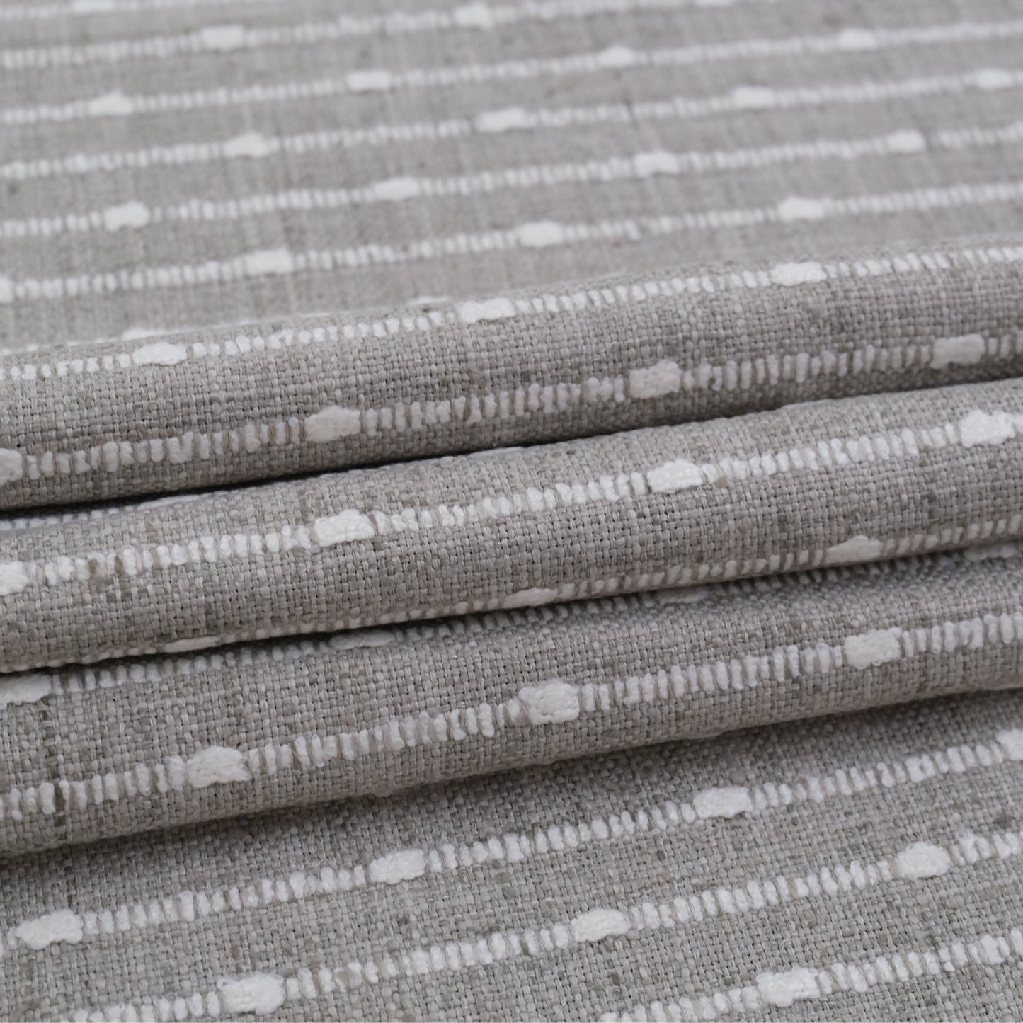 Agnes Graige Chunky Striped Upholstery Fabric- Modern Neutral Weave