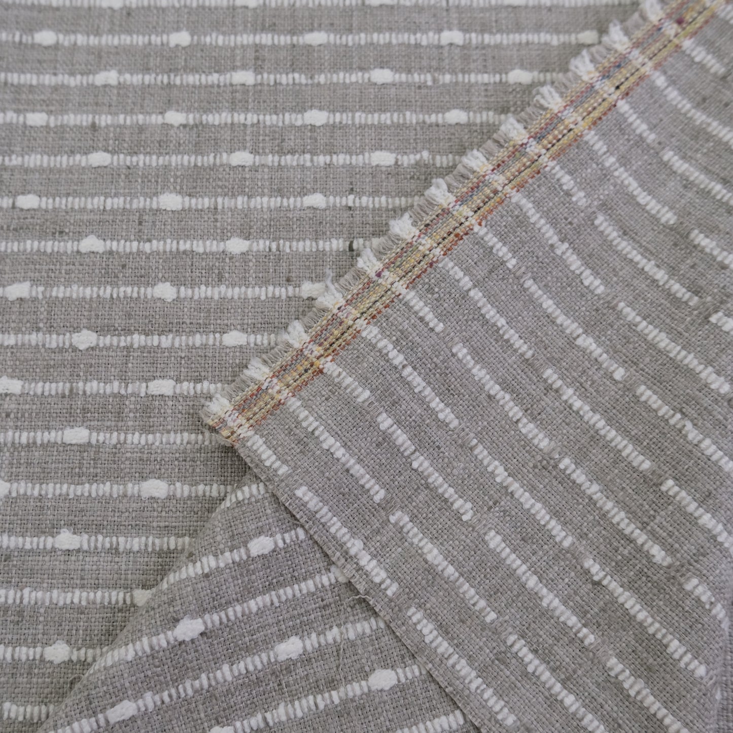 Agnes Graige Chunky Striped Upholstery Fabric- Modern Neutral Weave
