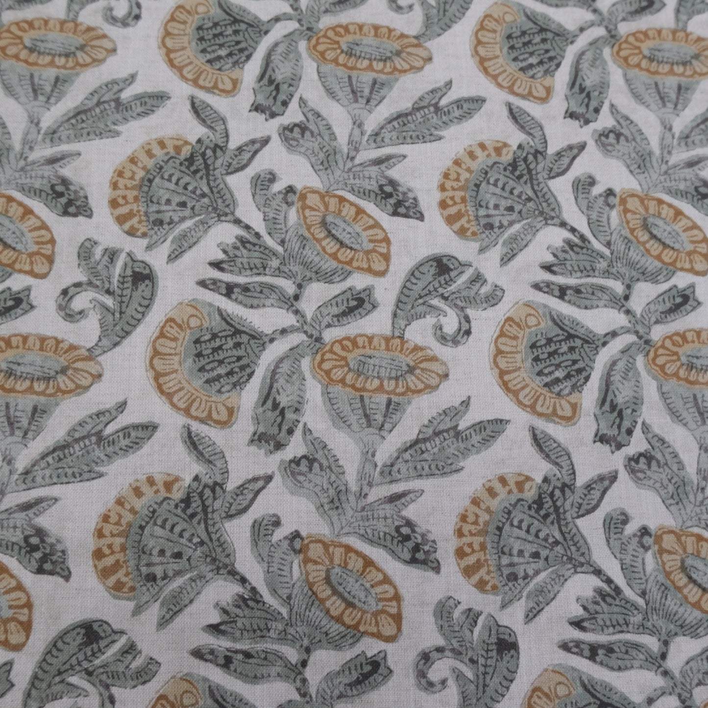 Muted Sage Large Floral Cotton Fabric – Oversized Botanical Print by the Yard