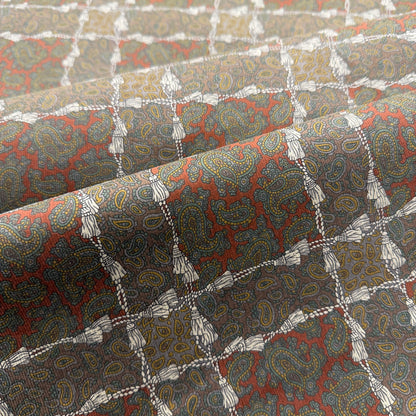 Corduroy Fabric by the Yard – Brown Terracotta Paisley Print Upholstery & Apparel Textile