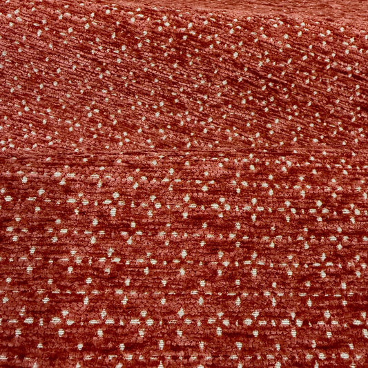 Rust Chenille Fabric Small Scale Cut Velvet