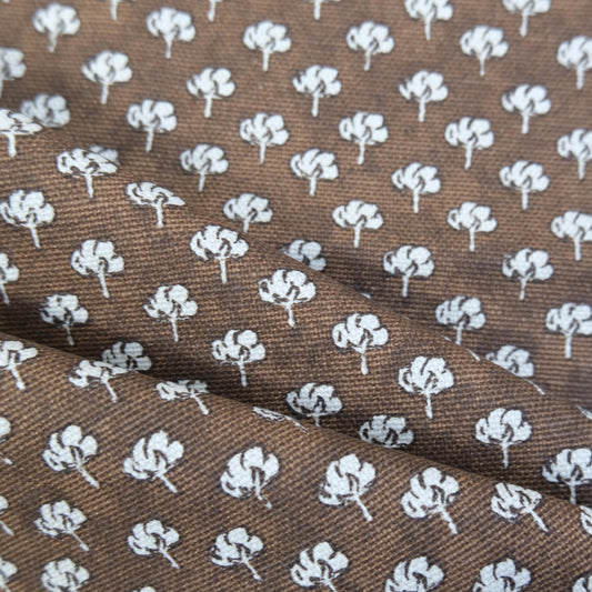 Brown Small Floral Print Fabric by the Yard