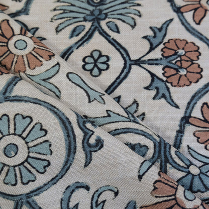 Whimsical Floral Vine and Bird Fabric- Romantic Cotton Textile by the Yard