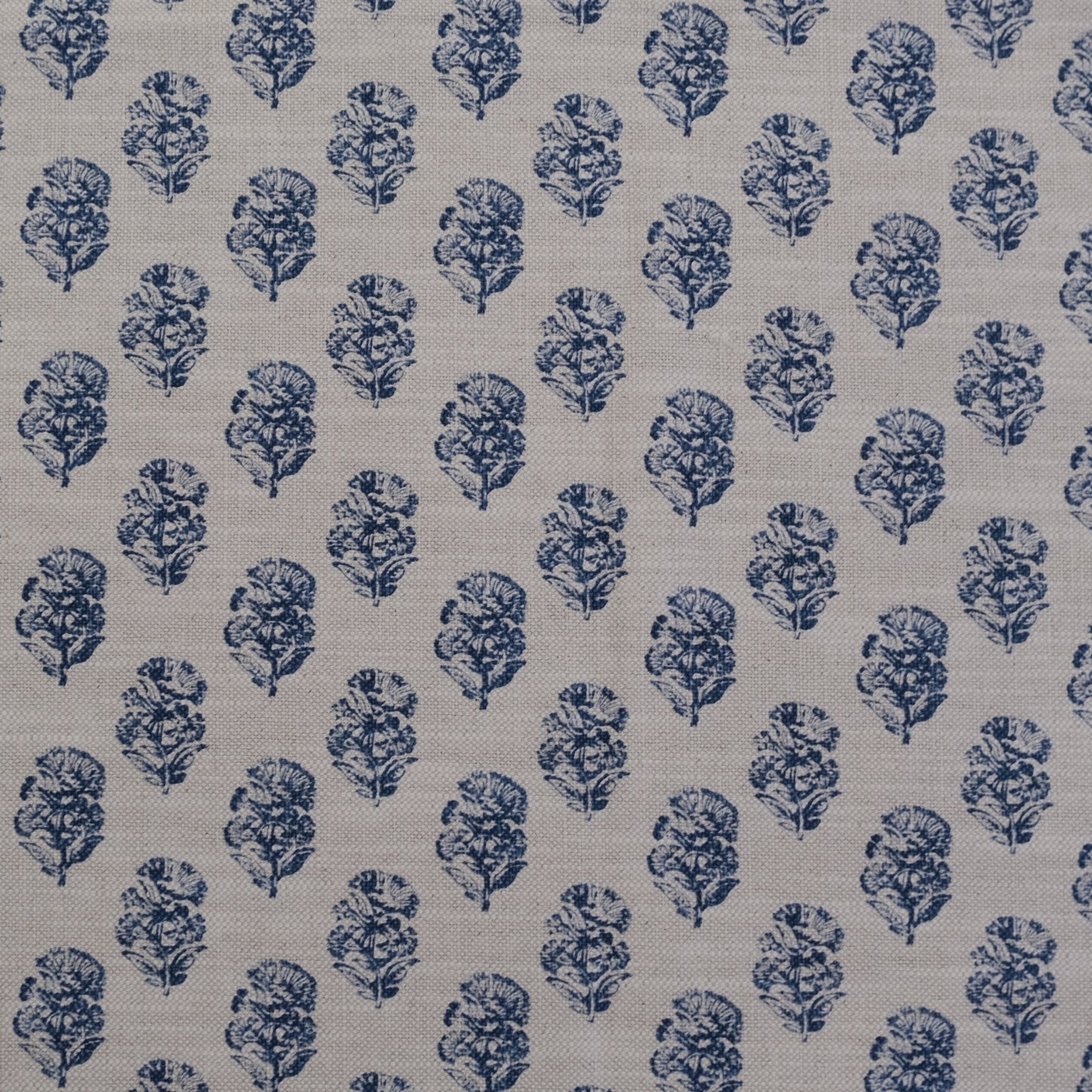 Indigo Sand Block Floral Print Upholstery Fabric by the Yard – Artisan Vintage Floral Cotton