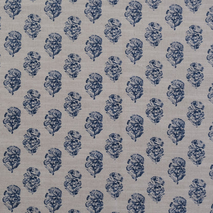 Indigo Sand Block Floral Print Upholstery Fabric by the Yard – Artisan Vintage Floral Cotton