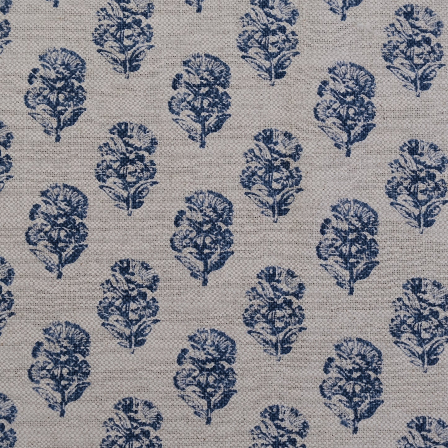 Indigo Sand Block Floral Print Upholstery Fabric by the Yard – Artisan Vintage Floral Cotton