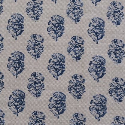 Indigo Sand Block Floral Print Upholstery Fabric by the Yard – Artisan Vintage Floral Cotton