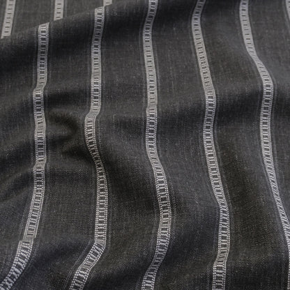 Brown Stripe Upholstery Fabric Large Scale Woven