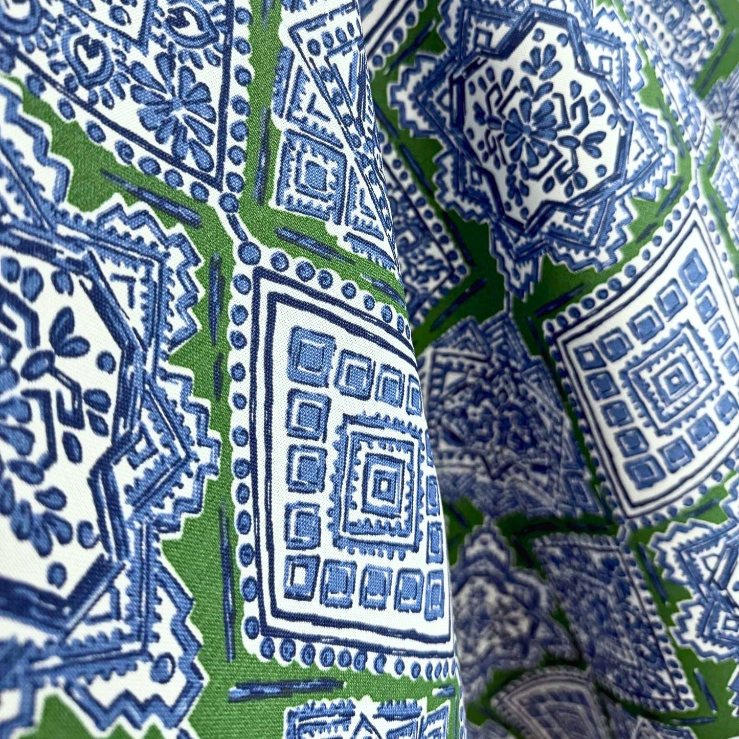 Blue Green Moroccan Tile Outdoor Fabric by the Yard | Weather Resistant Upholstery