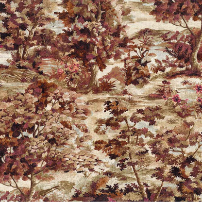Warm rose scenic forest fabric landscape pattern