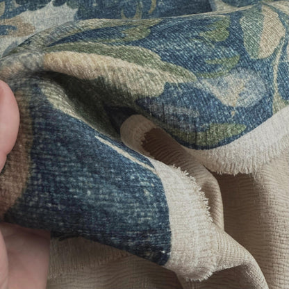 Blue Green Leaves Forest Fabric