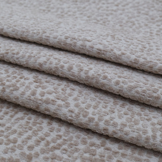 Taupe Polka Dot Chenille Upholstery Fabric – Plush Textured Fabric by the Yard