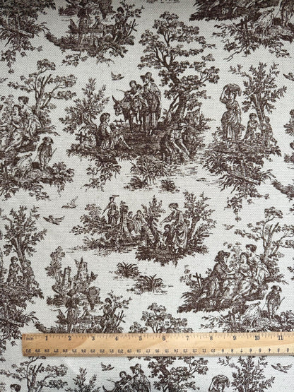Brown Toile Cotton Fabric French Country Look