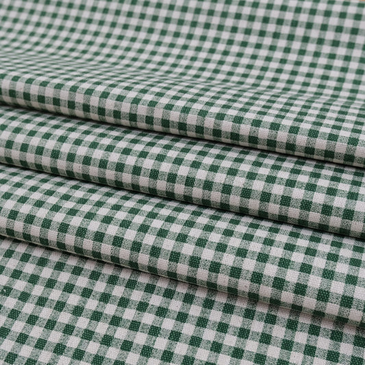 Green Gingham Fabric Cotton Yardage Small Plaid