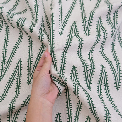 Green Stitch Pattern Cotton Fabric