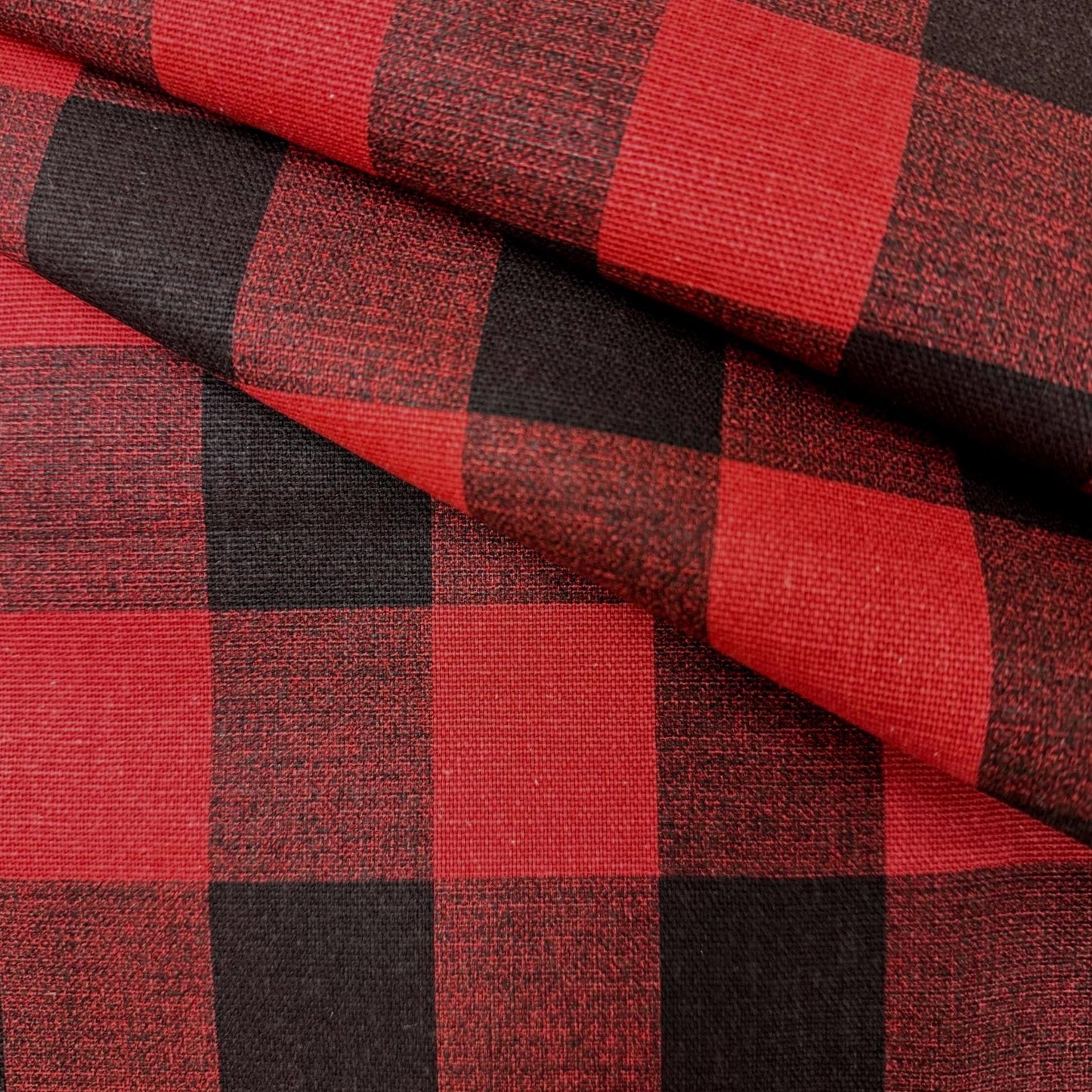 Red Buffalo Plaid Fabric Washable Cotton Furniture Upholstery Textile Seasonal Pillow Cover Cloth Easy Care Drapery Material Farmhouse Decor