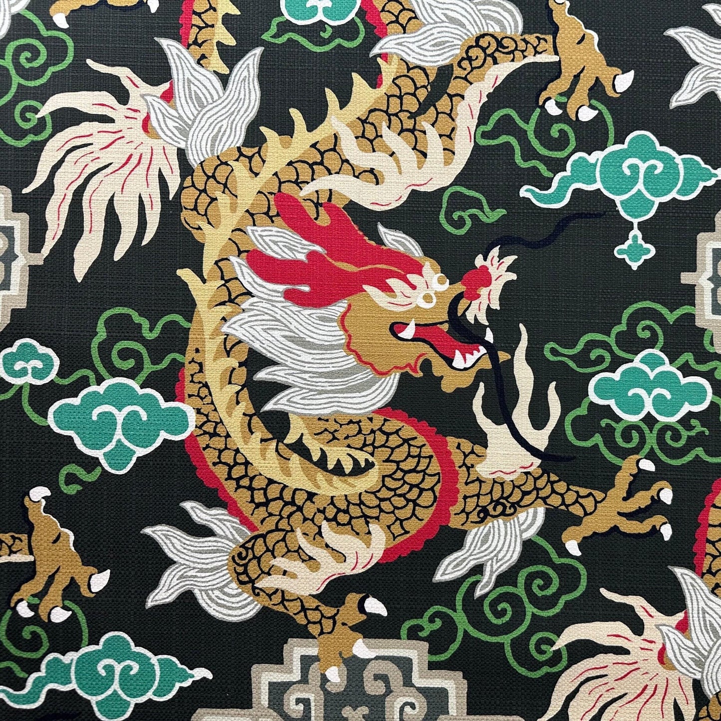 Chinoiserie Pattern Fabric Year of the Dragon Textile