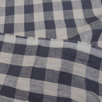 Gray Checkered Linen Fabric by the Yard