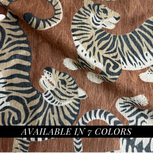 Luxury Chenille Majestic Tiger Print HighEnd Wild Feline Patterned Large Scale Exotic Textile Designer Home Decor Upholstery Fabric by Yard