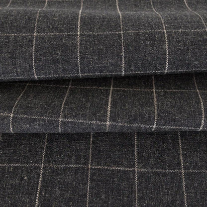 Dark Gray Upholstery Fabric windowpane pattern