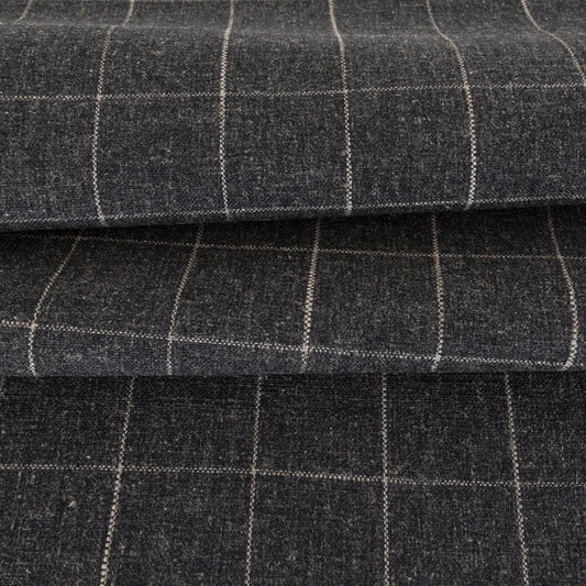 Dark Gray Upholstery Fabric windowpane pattern