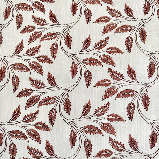 Sorrel Woodrose Deep Red Leaf Fabric - Burgundy Botanical Print