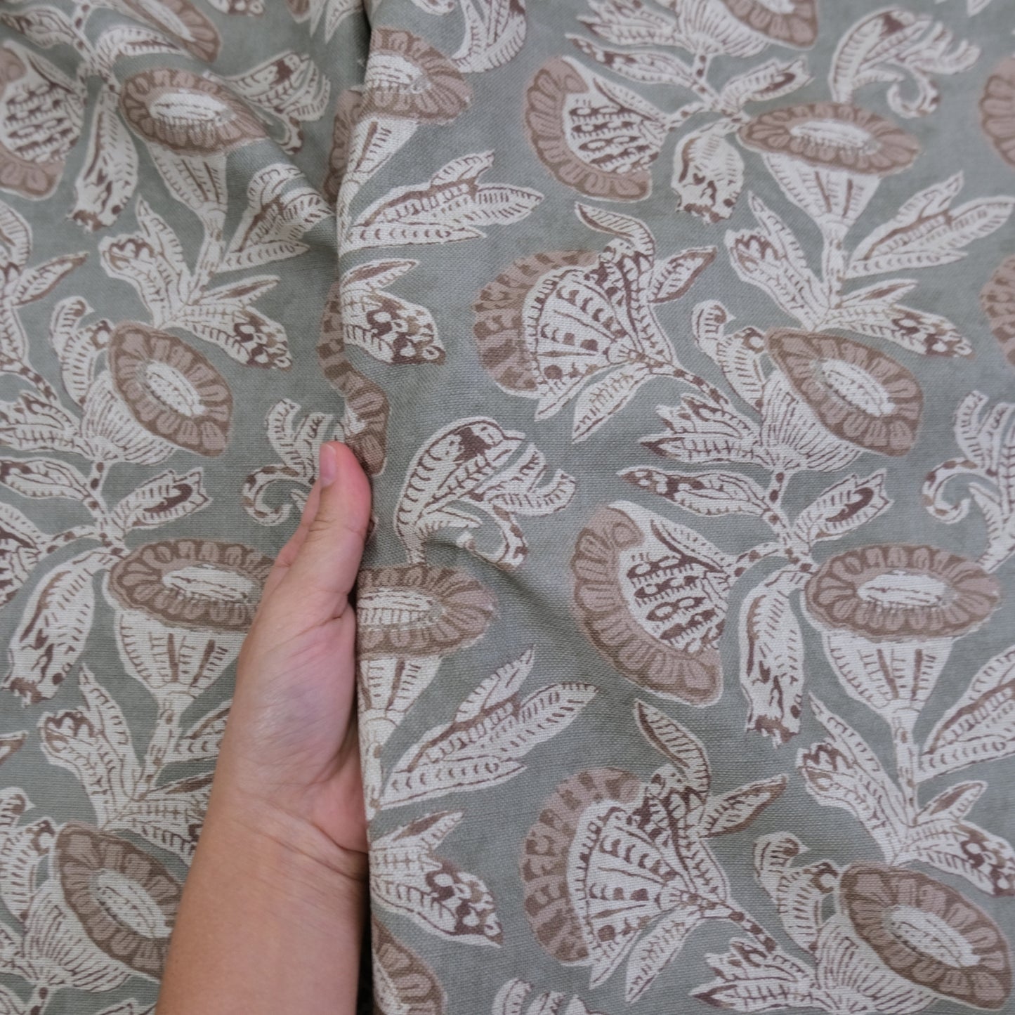 Sage Green Floral Cotton Fabric