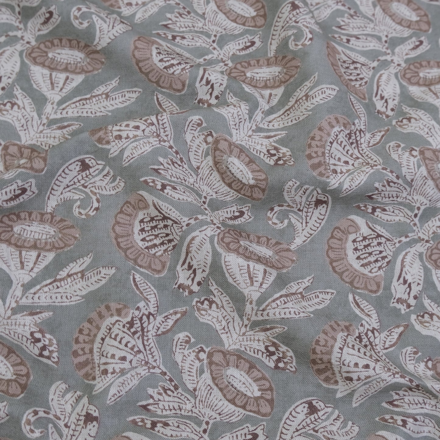 Sage Green Floral Cotton Fabric