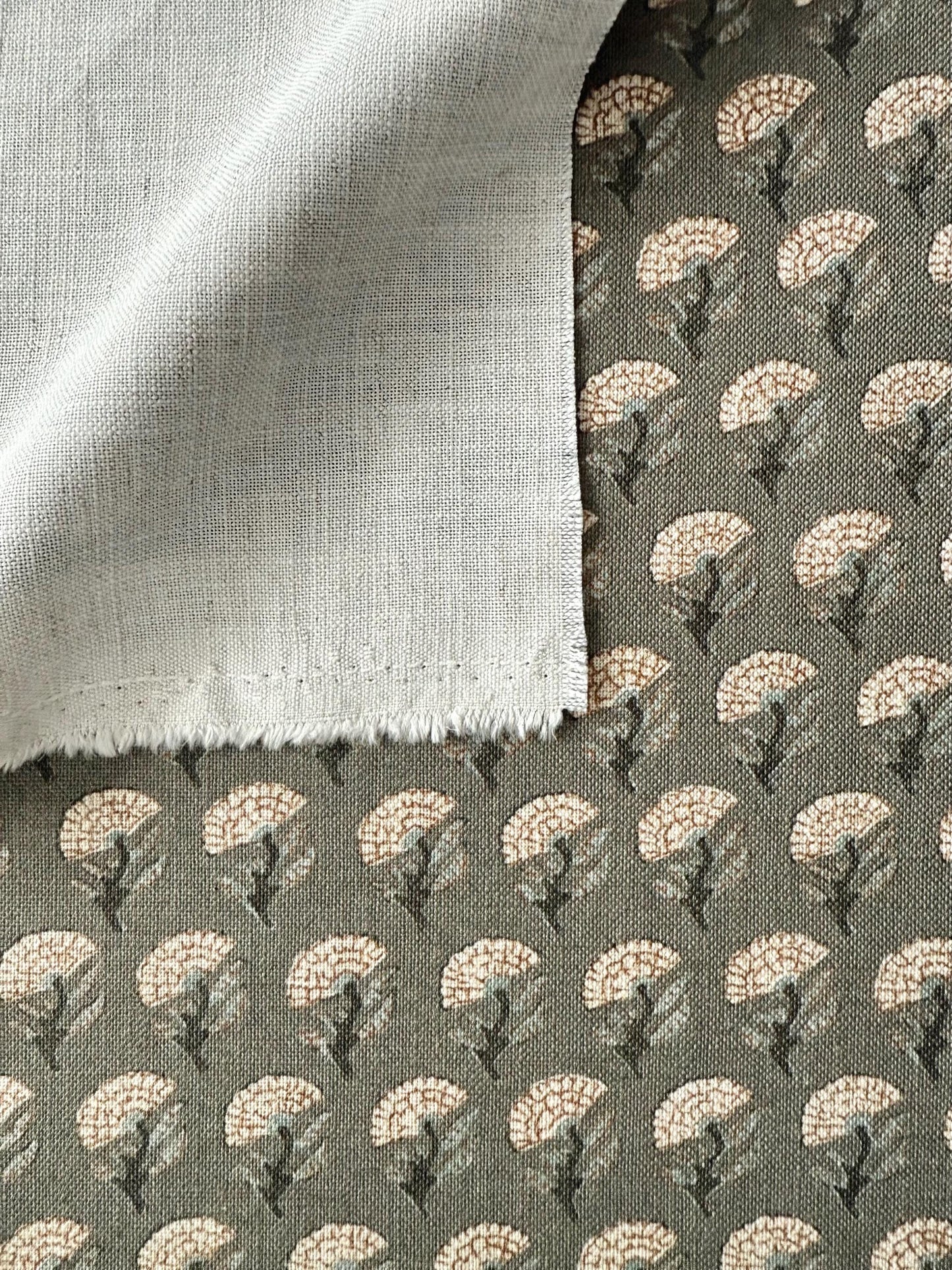 Bloomcrest Eucalyptus Small-Scale Sage Floral Block Print Fabric
