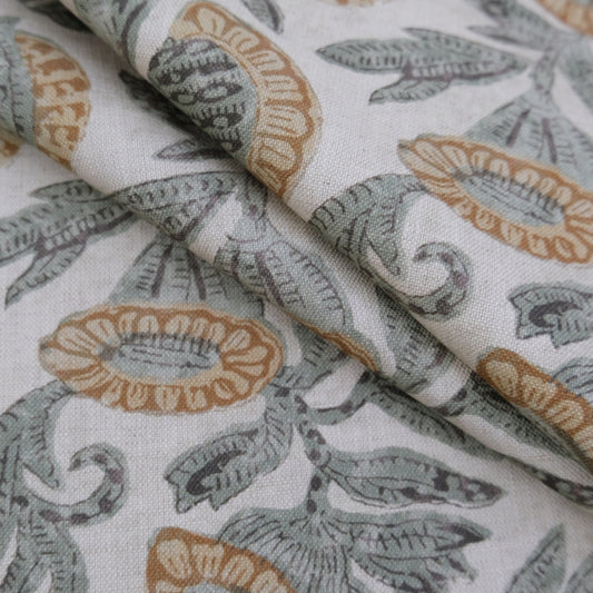 Muted Sage Large Floral Cotton Fabric – Oversized Botanical Print by the Yard