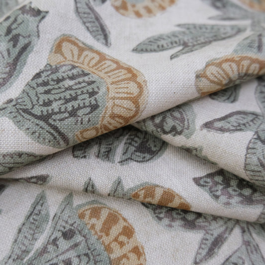 Muted Sage Large Floral Cotton Fabric – Oversized Botanical Print by the Yard