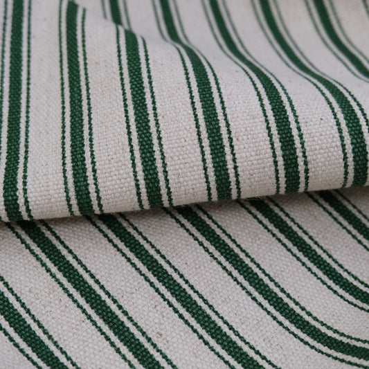 Pine Green Ticking Stripe Fabric