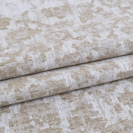 Lunara Oat Beige Woven Floral Damask Fabric- Luxury Upholstery & Table Linen