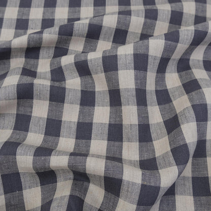 Gray Checkered Linen Fabric by the Yard