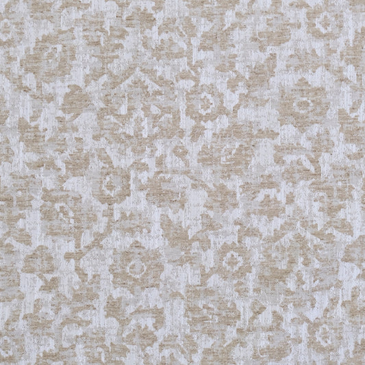 Lunara Oat Beige Woven Floral Damask Fabric- Luxury Upholstery & Table Linen
