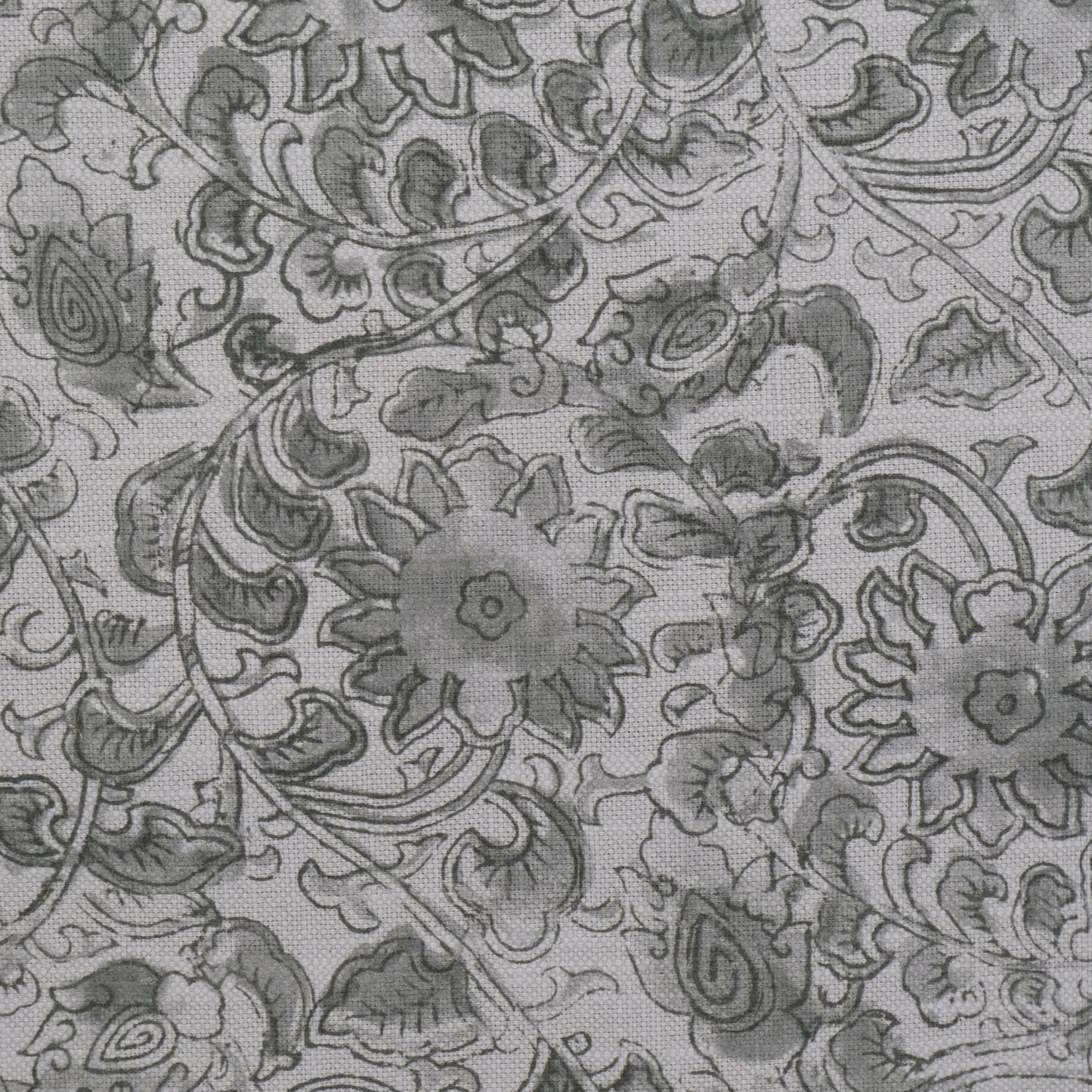 Gray Botanical Floral Fabric – Linen Cotton Blend for Drapery & Upholstery