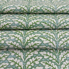 Backside of green decorative upholstery fabric