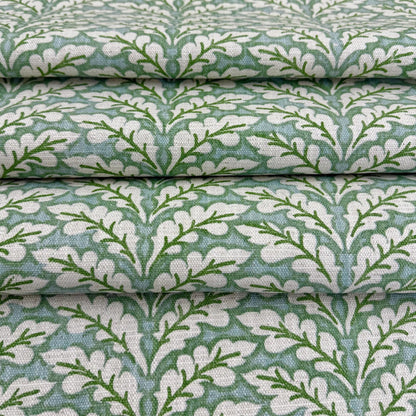 Backside of green decorative upholstery fabric