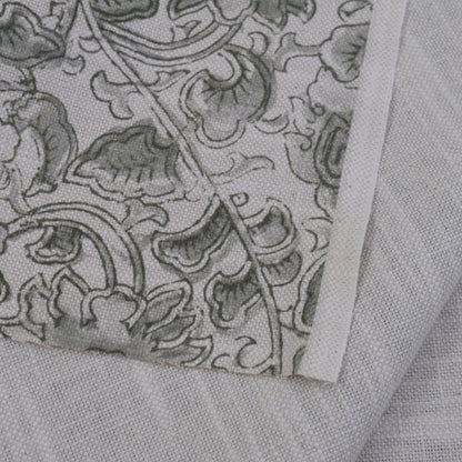 Gray Botanical Floral Fabric – Linen Cotton Blend for Drapery & Upholstery