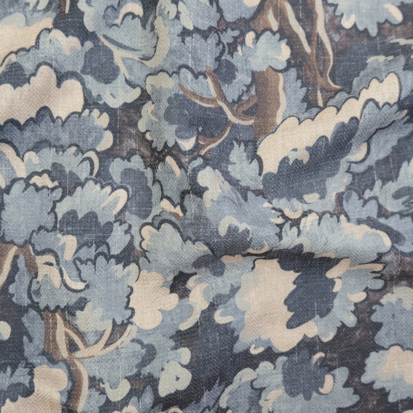 Blue Forest Canopy Drapery Fabric- Nature-Inspired Botanical Print for Curtains & Home Decor