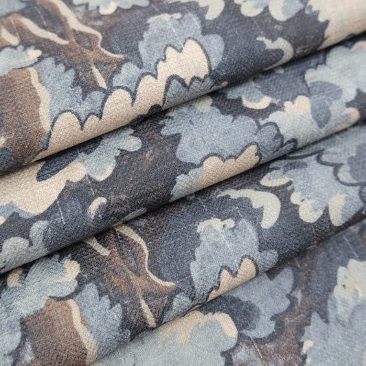 Blue Forest Canopy Drapery Fabric- Nature-Inspired Botanical Print for Curtains & Home Decor