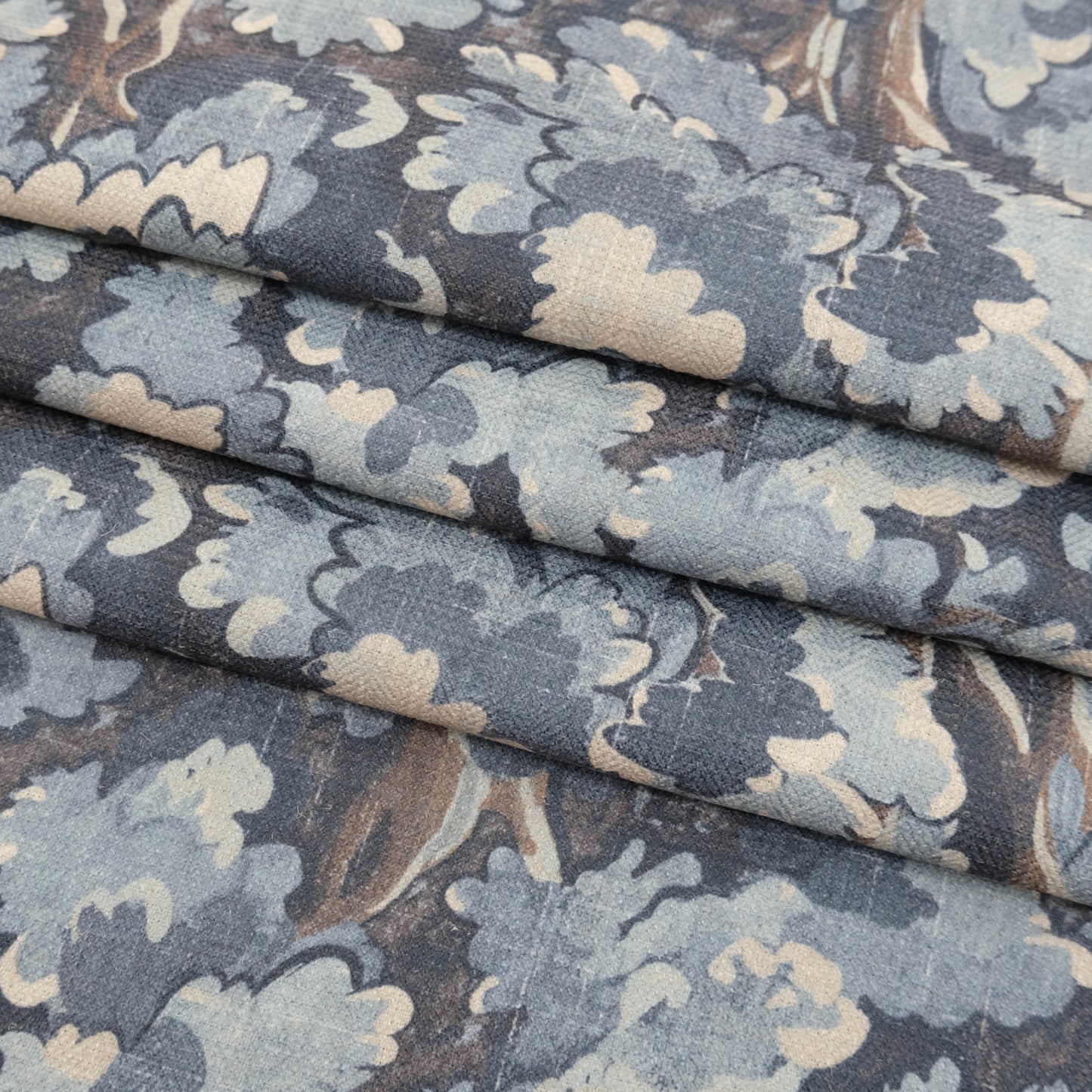 Blue Forest Canopy Drapery Fabric- Nature-Inspired Botanical Print for Curtains & Home Decor