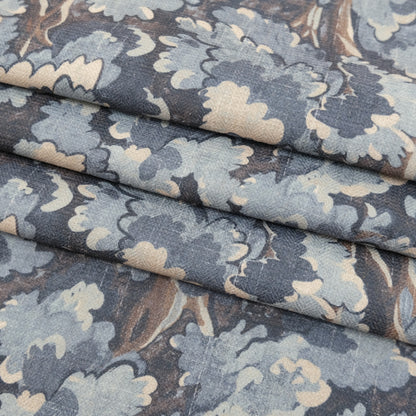 Blue Forest Canopy Drapery Fabric- Nature-Inspired Botanical Print for Curtains & Home Decor